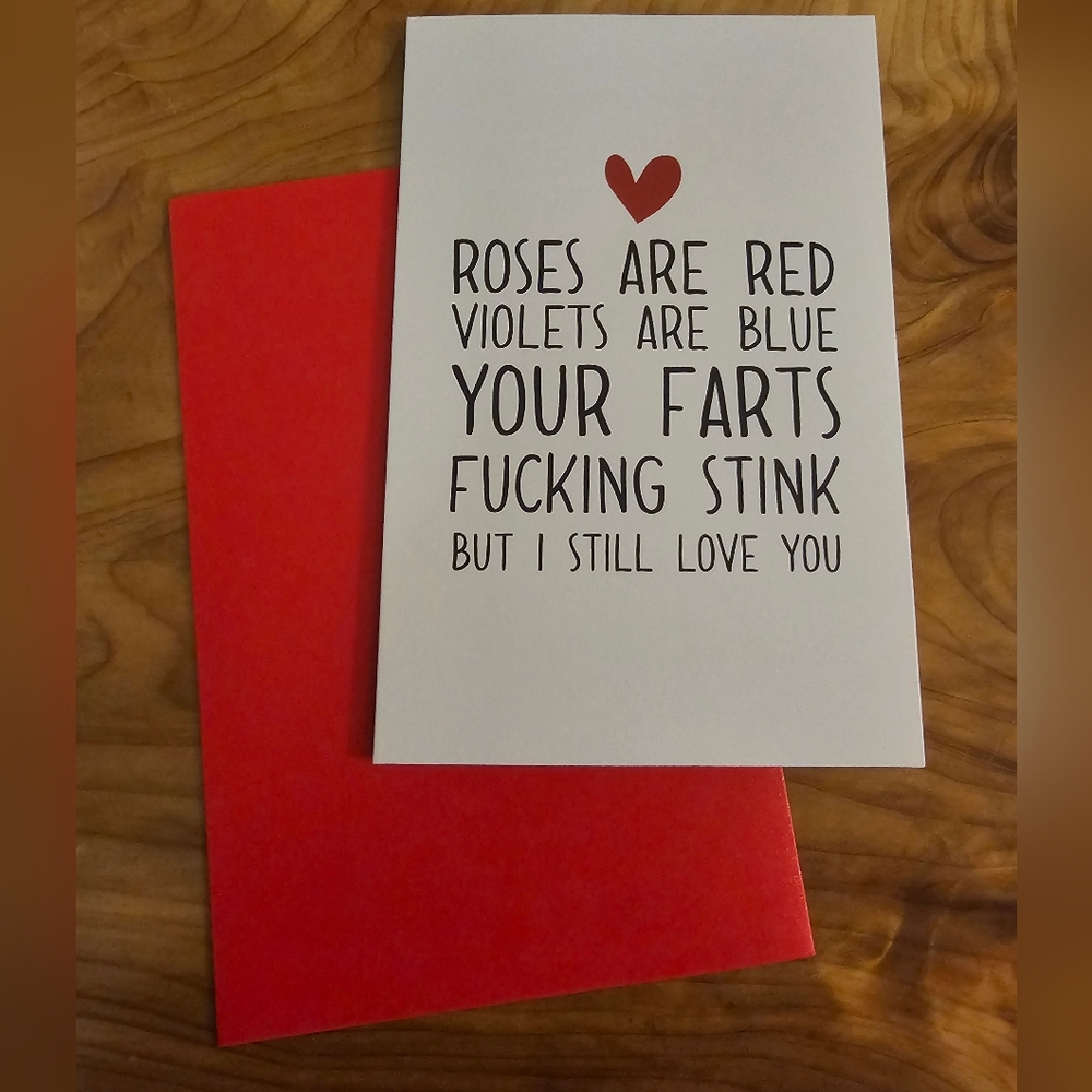 Funny Love Card with Red Heart